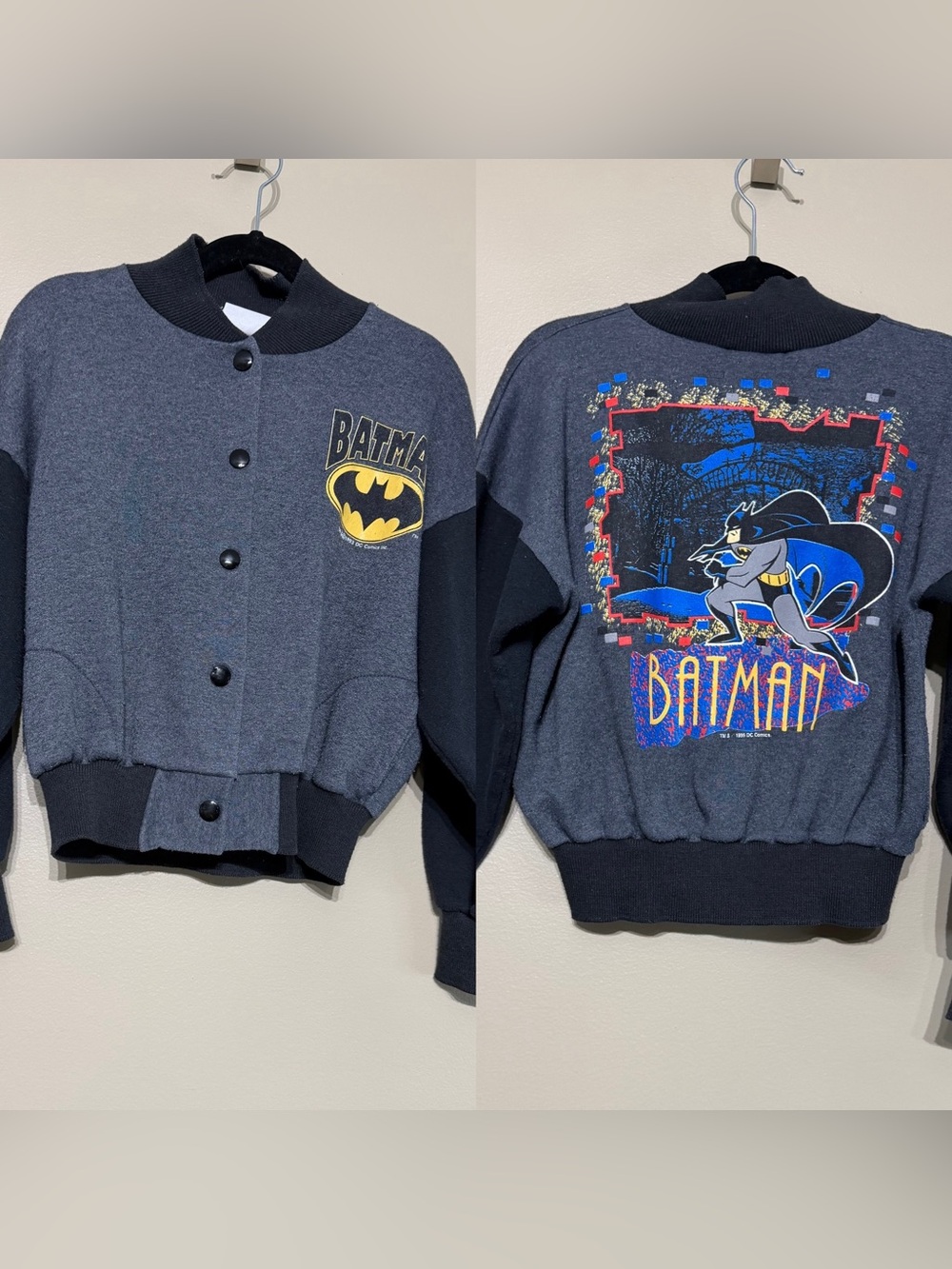 Vintage 1993 Youth 6X Batman DC Comics Snap Down Sweater
